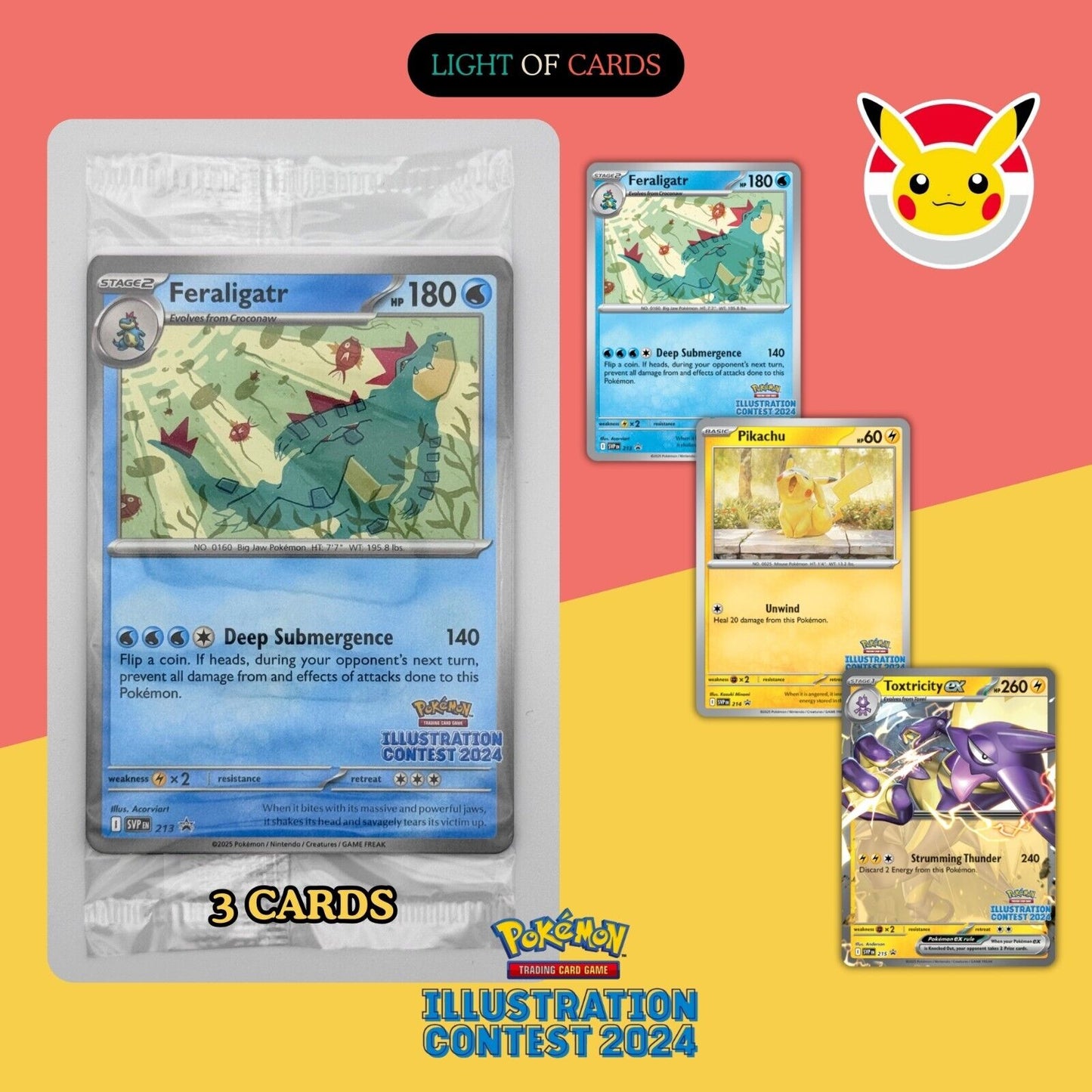 Pokémon TCG - Illustration Contest 2024 Promo - Pikachu - SVP213/214/215