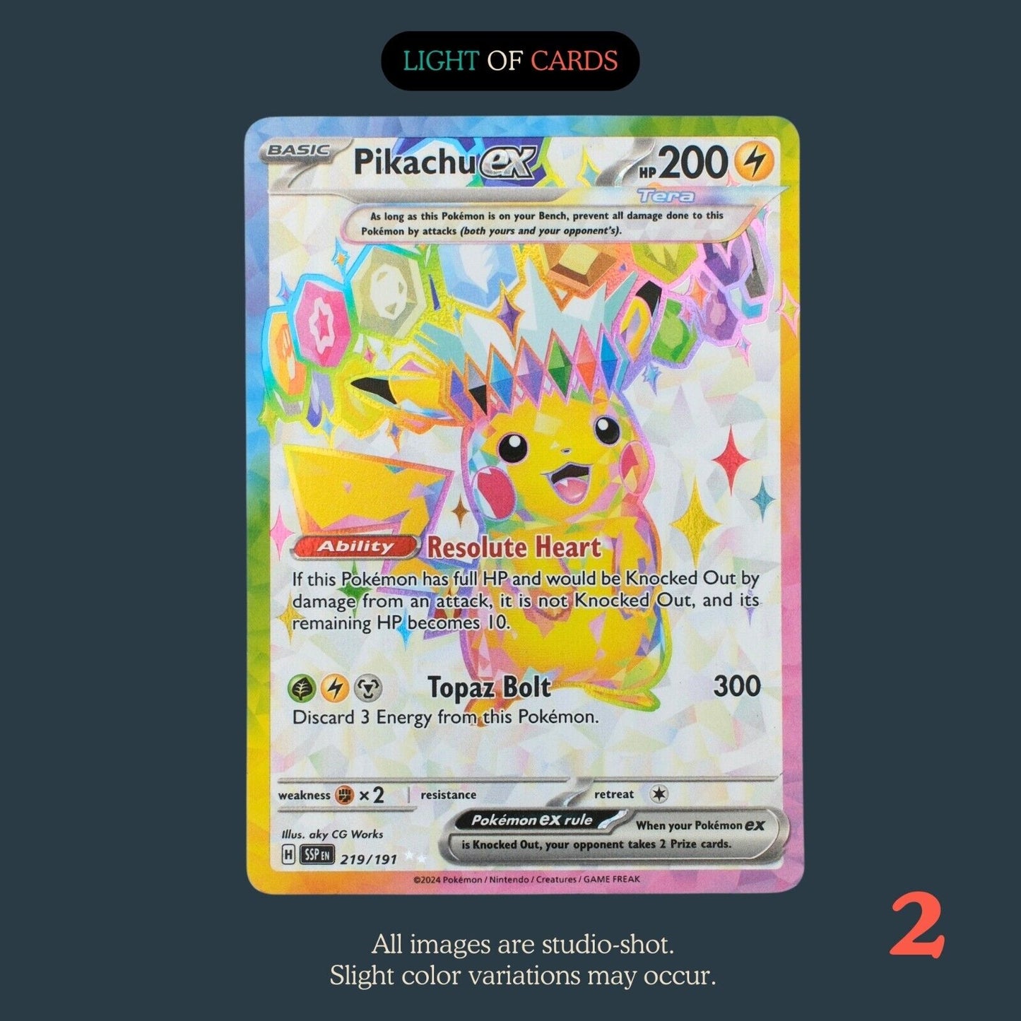 Pokémon TCG - Pikachu ex - 219/191- Ultra Rare- Surging Sparks - Full Art