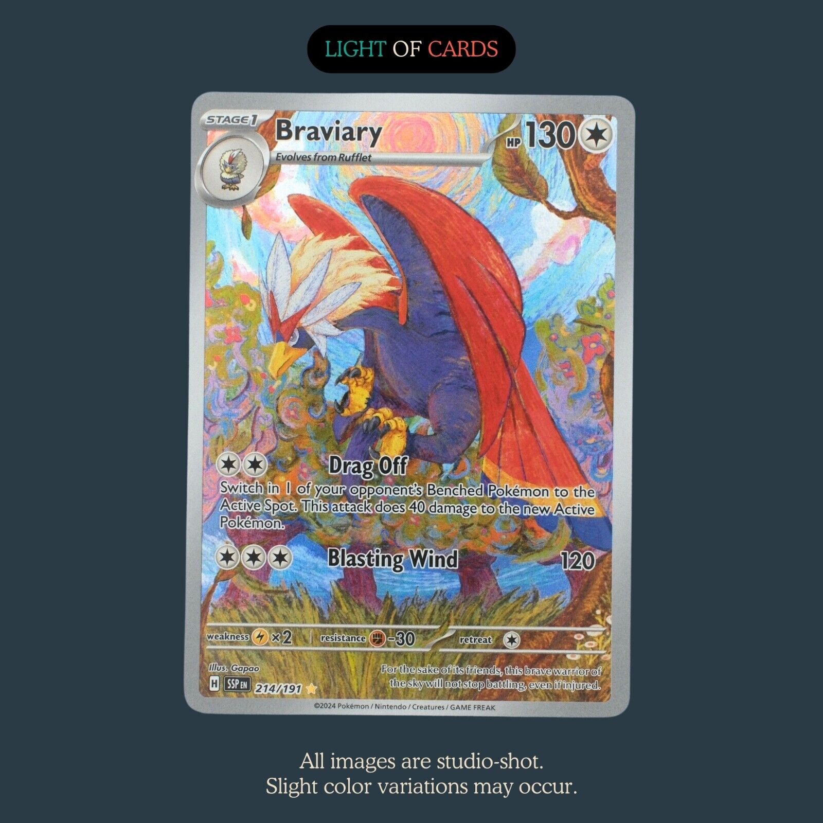 Pokémon TCG - Braviary - 214/191 - Illustration Rare - Surging Sparks - Full Art