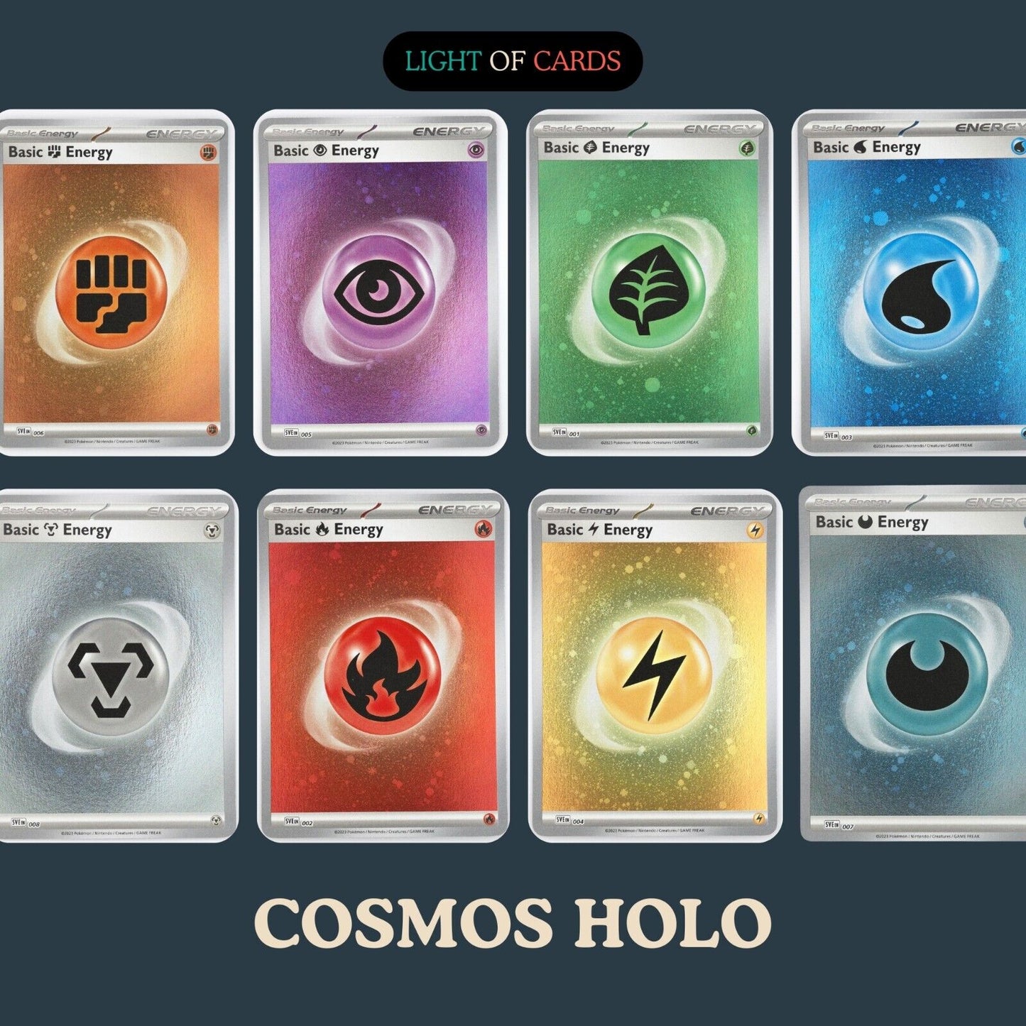 Pokémon TCG - Cosmos Holo - Basic Energy Card - Holo -  Fire - Water - Green