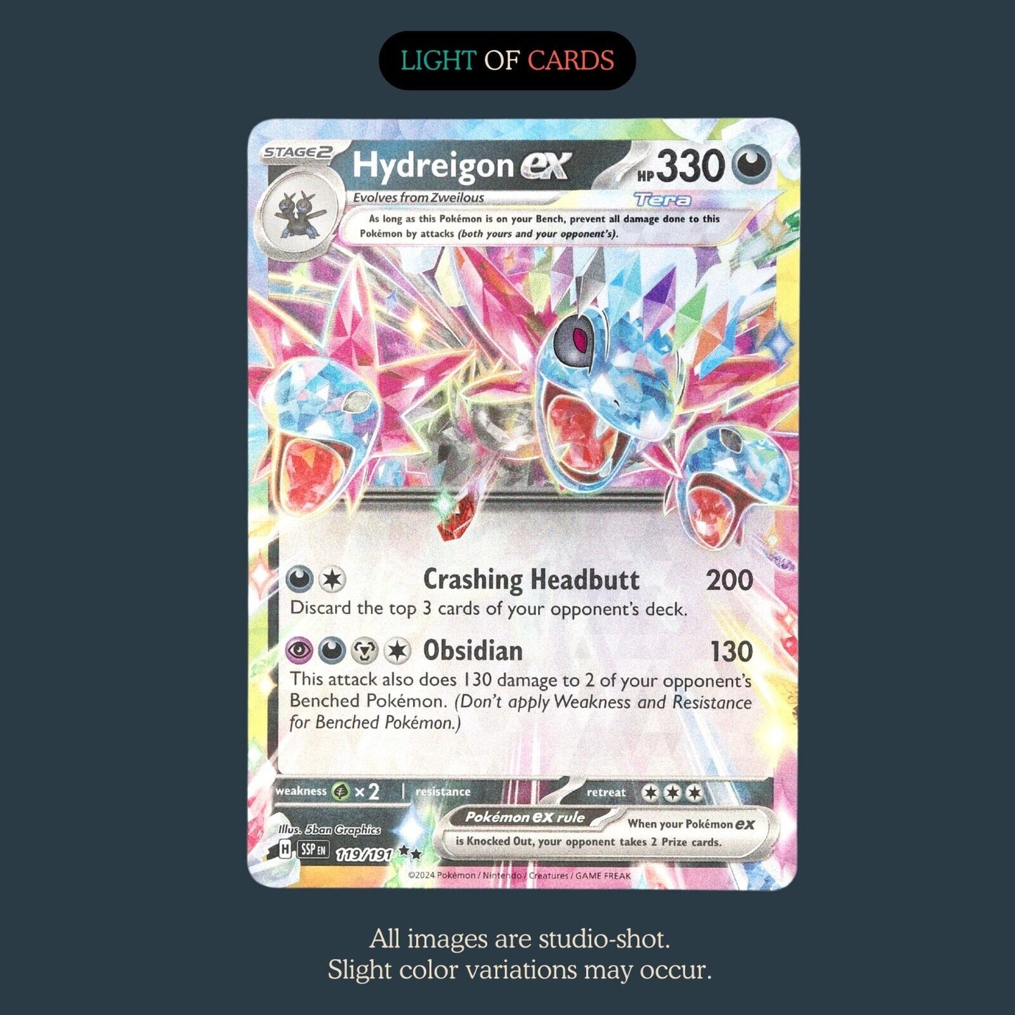 Pokémon TCG - Hydreigon ex - 119/191 - Double Rare - Surging Sparks - Holo