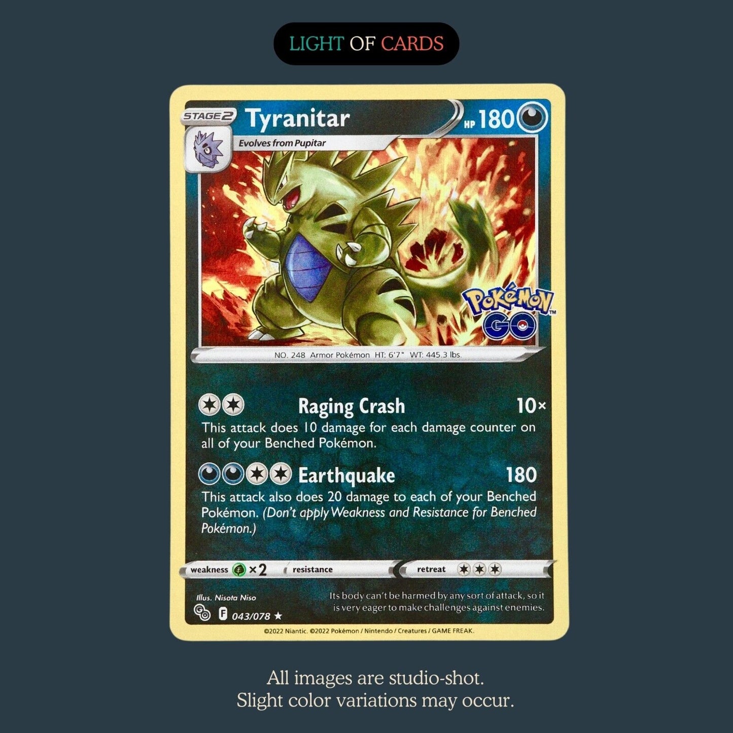 Pokémon TCG - Tyranitar - 043/078 - Reverse Holo - Rare - Pokemon Go