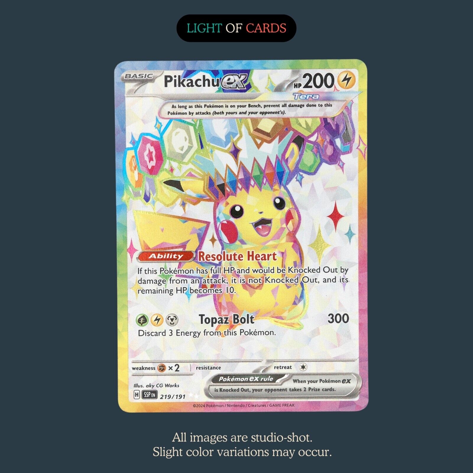 Pokémon TCG - Pikachu ex - 219/191 - Ultra Rare - Surging Sparks - Full Art